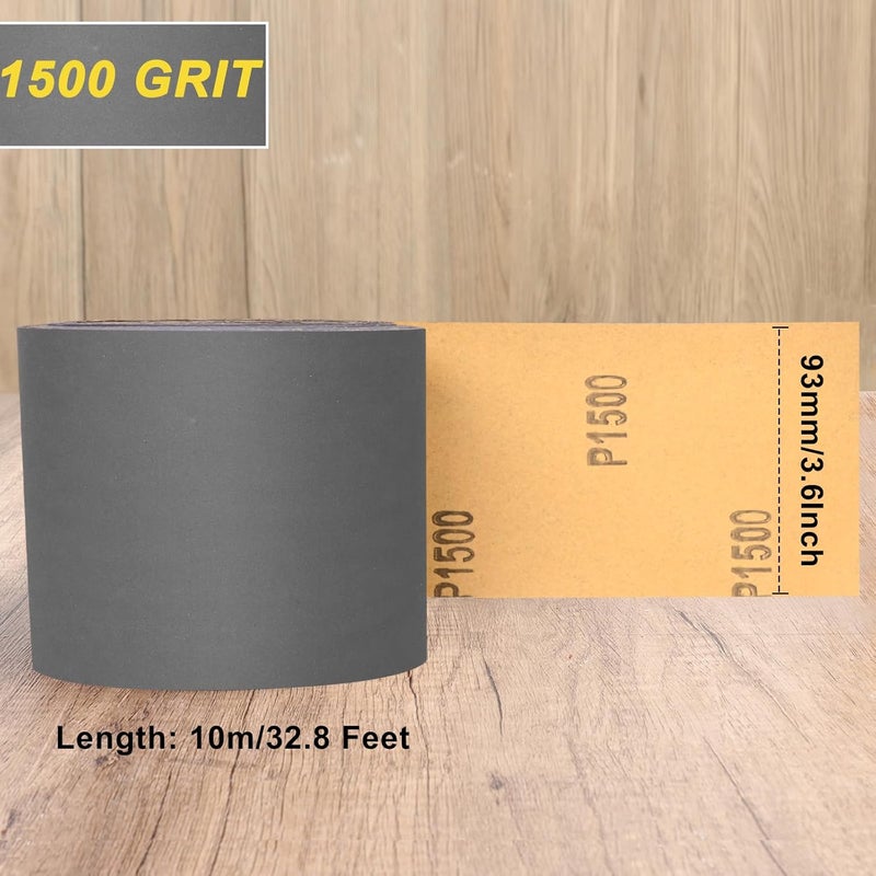 Shineboc 1500 Grit Sandpaper Roll, 3-2/3" Wide 11 Yard Wet Dry Silicon Carbide Longboard Sand Paper for Automotive Metal Wood Sanding＆Polishing - Image 2